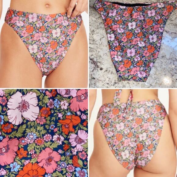 J Crew Liberty London Meadow Song Floral High Rise Cheeky Bikini Bottom S NWOT - Picture 1 of 12